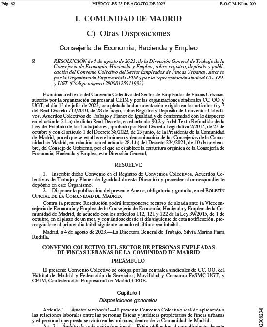 Nuevo Convenio Conserjes